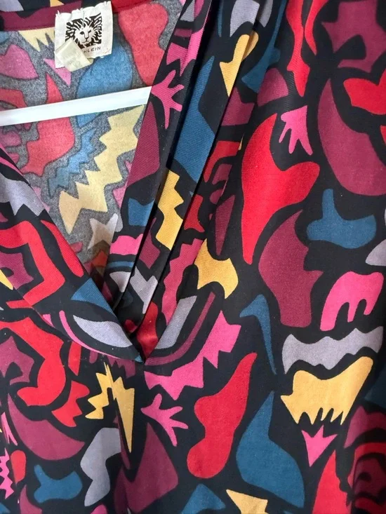 Anne Klein Retro 90s Abstract Print Cowl Neck Sleeveless Blouse XS - Picture 4 of 6